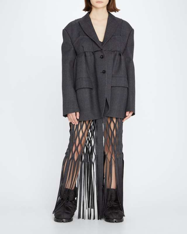 Laser Cutout Wool Skirt
